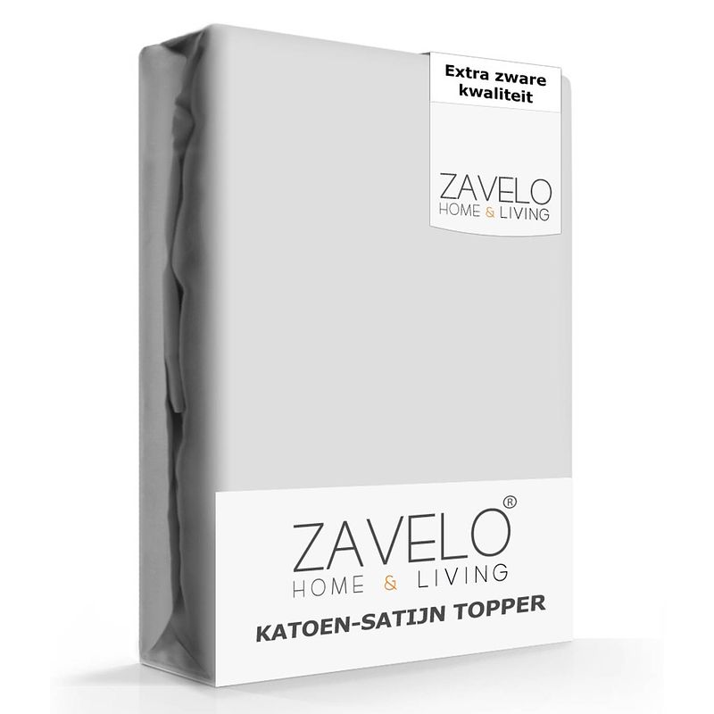 Foto van Zavelo deluxe katoen-satijn topper hoeslaken grijs-1-persoons (90x200 cm)