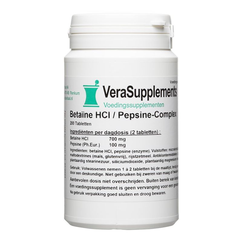 Foto van Verasupplements betaine-hcl / pepsine-complex tabletten