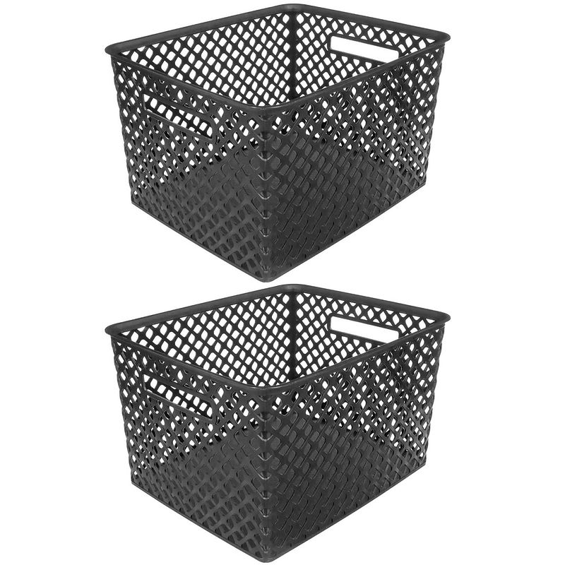 Foto van 5five opbergmanden - 2 stuks - 19 liter - kunststof - zwart - opbergmanden