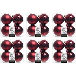 Foto van 24x kunststof kerstballen glanzend/mat donkerrood 10 cm kerstboom versiering/decoratie - kerstbal