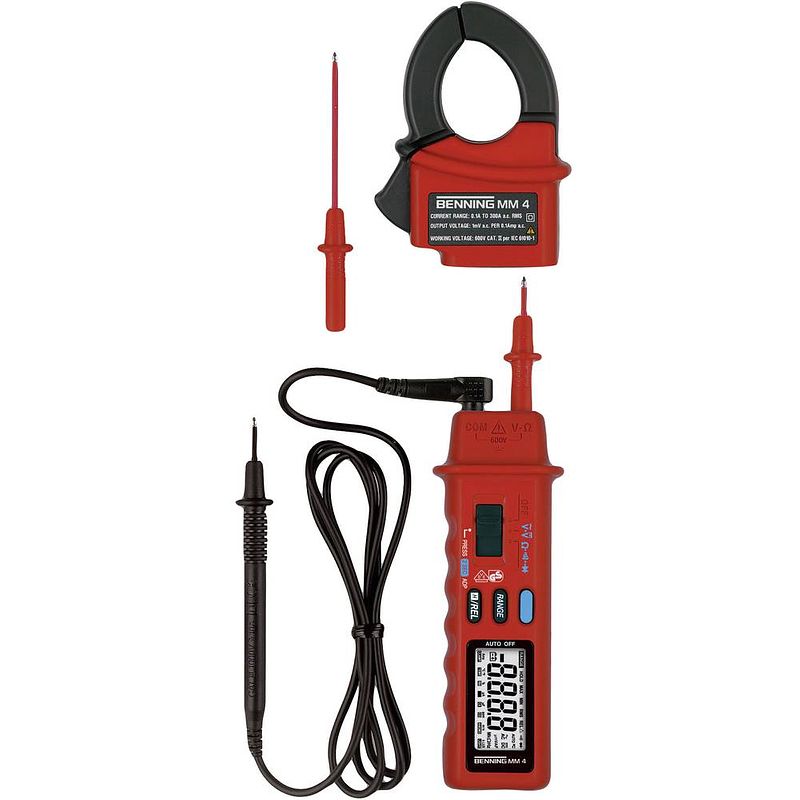 Foto van Benning 044073 multimeter, stroomtang digitaal cat ii 600 v, cat iii 300 v weergave (counts): 4200