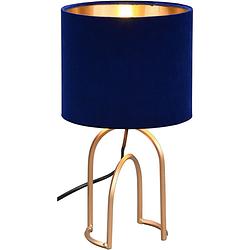 Foto van Led tafellamp - tafelverlichting - trion garold - e14 fitting - rond - mat blauw - aluminium