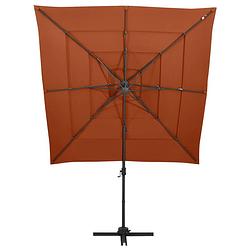 Foto van The living store parasol 4-laags terracotta 250x250x246 cm - uv-beschermend polyester - gepoedercoat aluminium