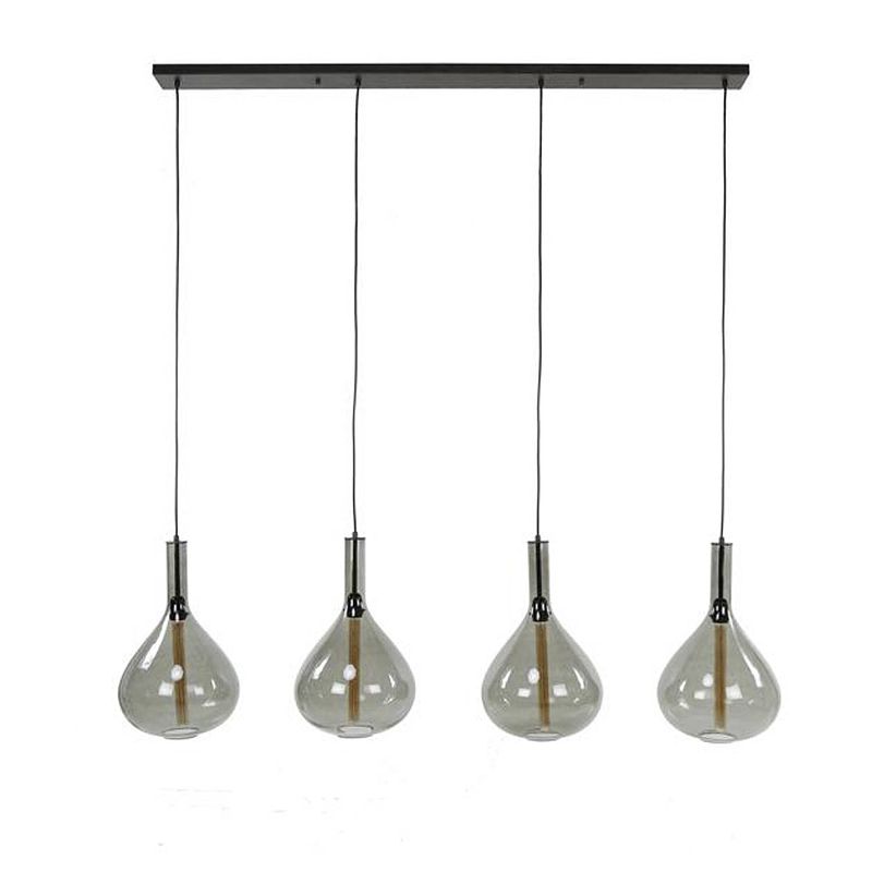 Foto van Hoyz collection - hanglamp 4l drop smoke glass - artic zwart