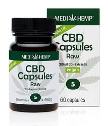 Foto van Medihemp cbd capsules raw 5%