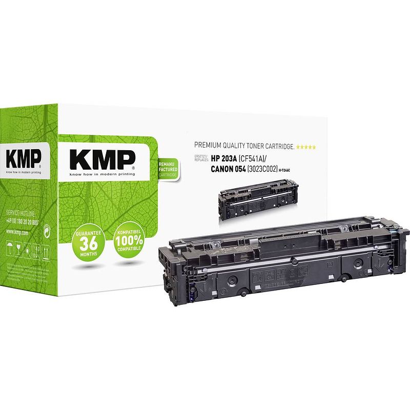 Foto van Kmp h-t246c tonercassette enkel vervangt hp hp 203a (cf541a) cyaan 1300 bladzijden compatibel toner