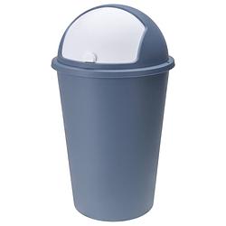 Foto van Vuilnisbak/afvalbak/prullenbak blauw met deksel 50 liter - prullenbakken