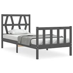 Foto van The living store houten bedframe - grijs - 205.5 x 95.5 x 100 cm - massief grenenhout