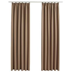 Foto van The living store gordijnen premium polyester - 140 x 245 cm - taupe - met metalen haken