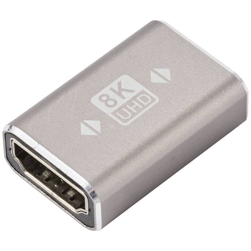 Foto van Speaka professional sp-11301992 hdmi adapter [1x hdmi-bus - 1x hdmi-bus] grijs uhd 8k @ 60 hz, uhd 4k @ 120 hz aluminium-stekker