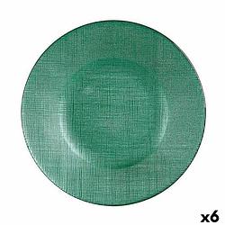 Foto van Eetbord groen glas 21 x 2 x 21 cm (6 stuks)
