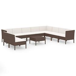 Foto van Vidaxl 11-delige loungeset met kussens poly rattan bruin