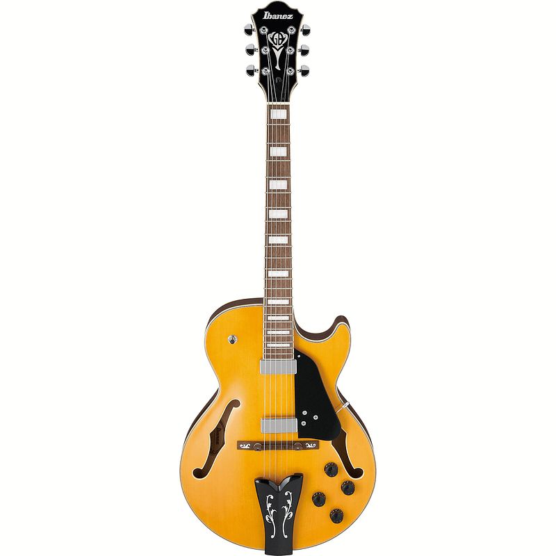 Foto van Ibanez george benson gb10em-aa antique amber hollowbody