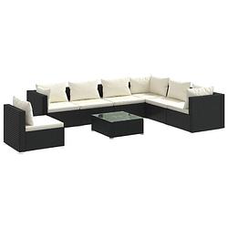 Foto van Vidaxl 8-delige loungeset met kussens poly rattan zwart