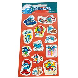 Foto van De smurfen stickervel junior donkeroranje/blauw 12 stickers