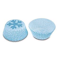 Foto van Papieren cupcake vormpjes blauwe sneeuwvlok, set van 50 - städter