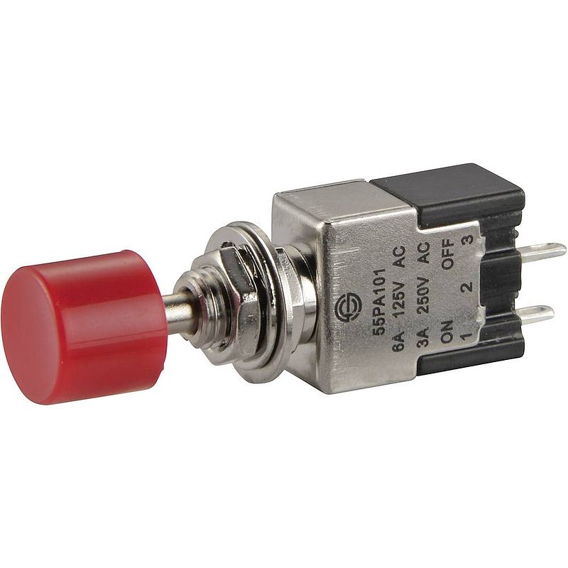 Foto van Tru components 1587788 tc-pa101a1rt drukschakelaar 250 v/ac 3 a 1x aan/uit continu 1 stuk(s)