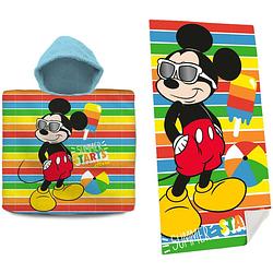 Foto van Disney mickey mouse set bad cape/poncho en strand/badlaken - voor kinderen - badcapes