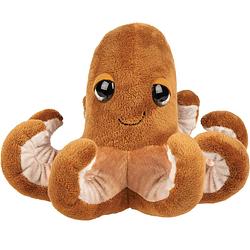 Foto van Suki gifts pluche inktvis/octopus knuffeldier - cute eyes - bruin - 15 cm - knuffel zeedieren