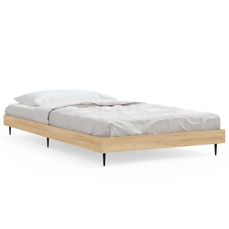 Foto van The living store bedframe sonoma eiken - multiplex lattenbodem - 203 x 103 x 20 cm - montage vereist