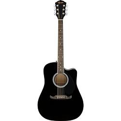 Foto van Fender fa-125ce dreadnought wn black elektrisch-akoestische westerngitaar met fender fe-a2 preamp