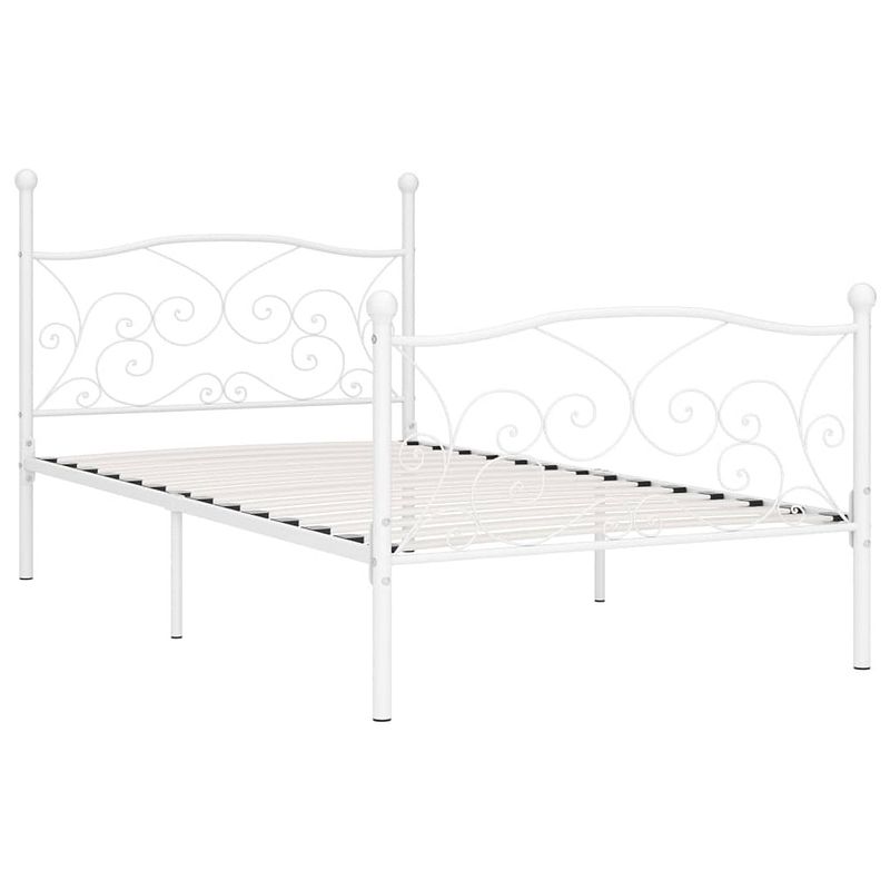 Foto van The living store metalen bedframe - classic - bedframe met lattenbodem - 211 x 99 x 105 cm - kleur- wit