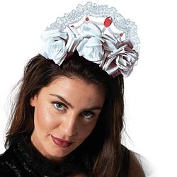 Foto van Rozen/bloemen verkleed diadeem/tiara/kroon - wit - kunststof - volwassenen - verkleedhoofddeksels