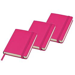 Foto van 3x stuks roze pocket luxe schriften/notitieblokjes gelinieerd a6 formaat - notitieboek