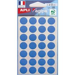 Foto van Agipa ronde etiketten in etui diameter 15 mm, blauw, 168 stuks, 28 per blad