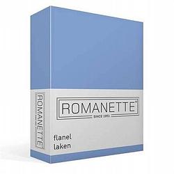 Foto van Romanette flanellen laken - 100% geruwde flanel-katoen - 2-persoons (200x260 cm) - blauw