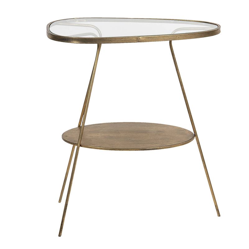 Foto van Clayre & eef bijzettafel 61*37*70 cm koperkleurig ijzer side table tafeltje koperkleurig side table tafeltje