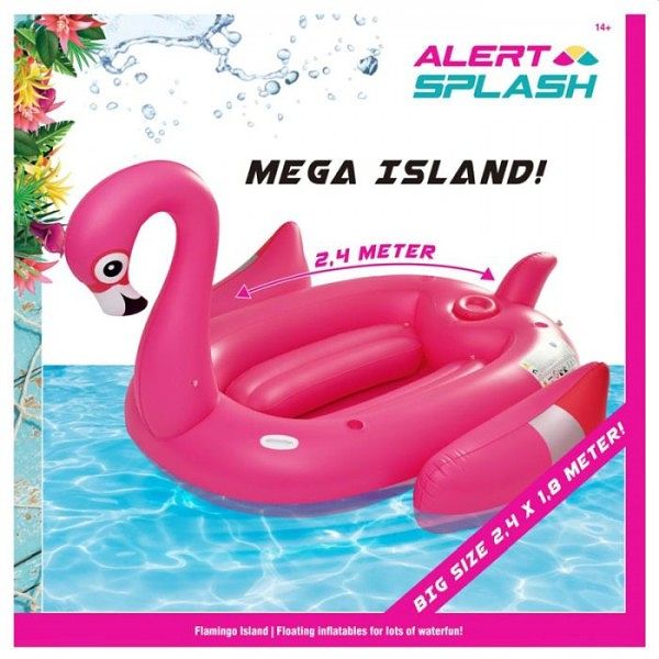 Foto van Alert splash opblaasbaar figuur small flamingo 240x180cm