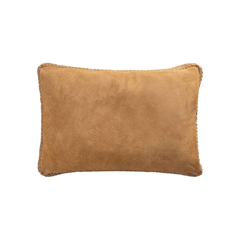 Foto van Ptmd suky camel suede leather cushion rectangle