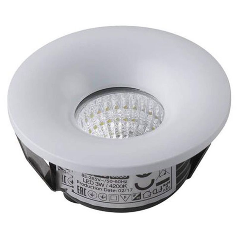 Foto van Led veranda spot verlichting - inbouw rond 3w - natuurlijk wit 4200k - mat wit aluminium - ø48.5mm