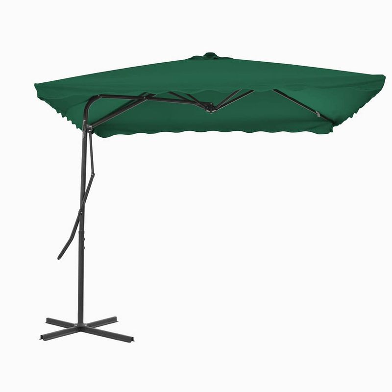 Foto van Vidaxl parasol met stalen paal 250x250 cm groen