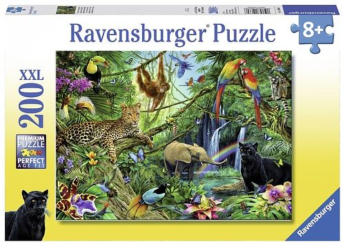 Foto van Ravensburger puzzel xxl dieren in de jungle - 200 stukjes