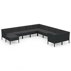 Foto van Vidaxl 11-delige loungeset met kussens poly rattan zwart