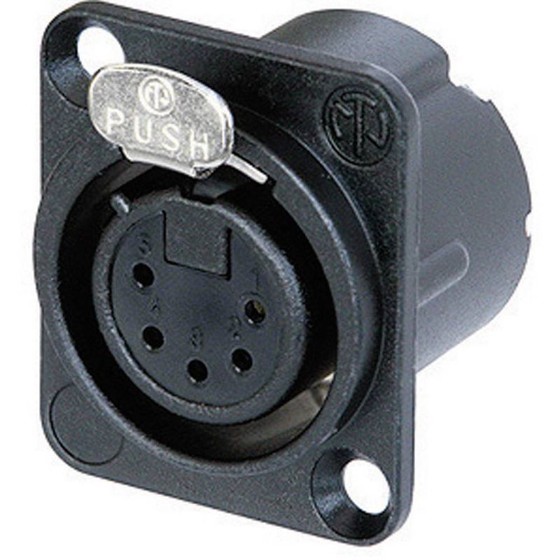 Foto van Neutrik nc5fd-lx-b xlr-connector flensbus, contacten recht aantal polen: 5 zwart 1 stuk(s)