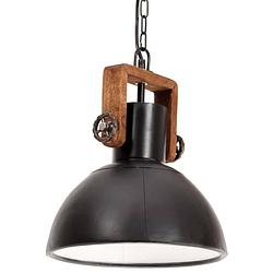 Foto van The living store hanglamp industriële stijl - 30x37 cm - zwart/bruin - e27 fitting - max - 25w