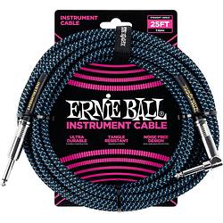 Foto van Ernie ball 6060 braided instrument cable, 7.5 meter, black/blue