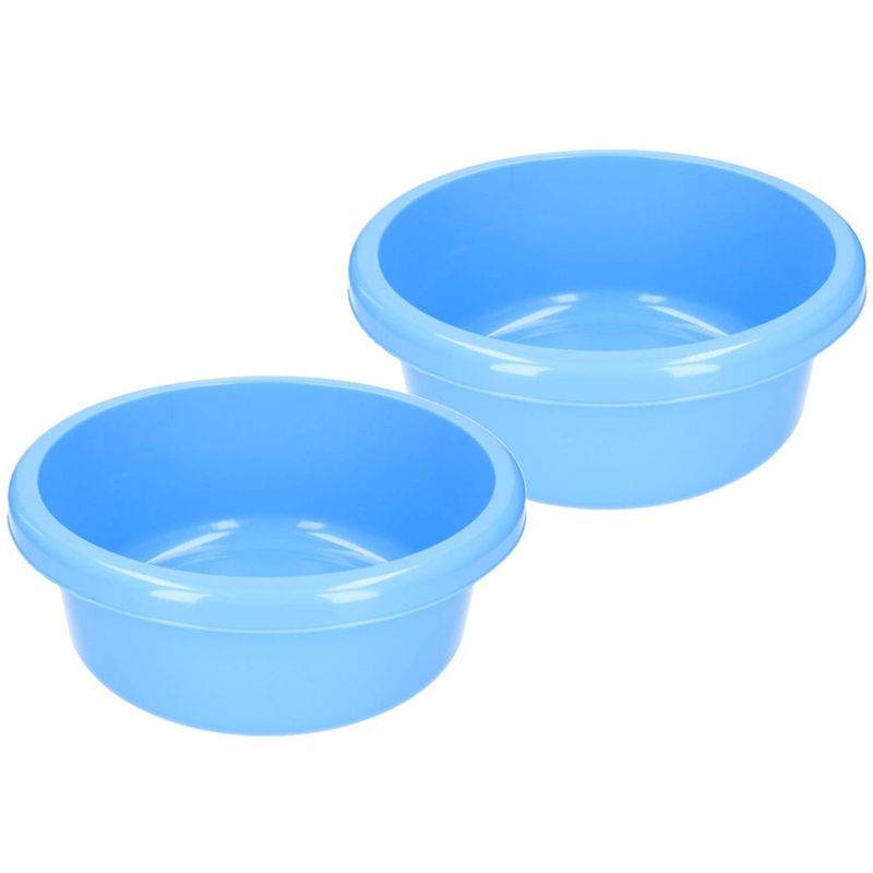 Foto van Set van 2x stuks ronde afwasteiltjes / afwasbakken blauw 6,2 liter - afwasbak