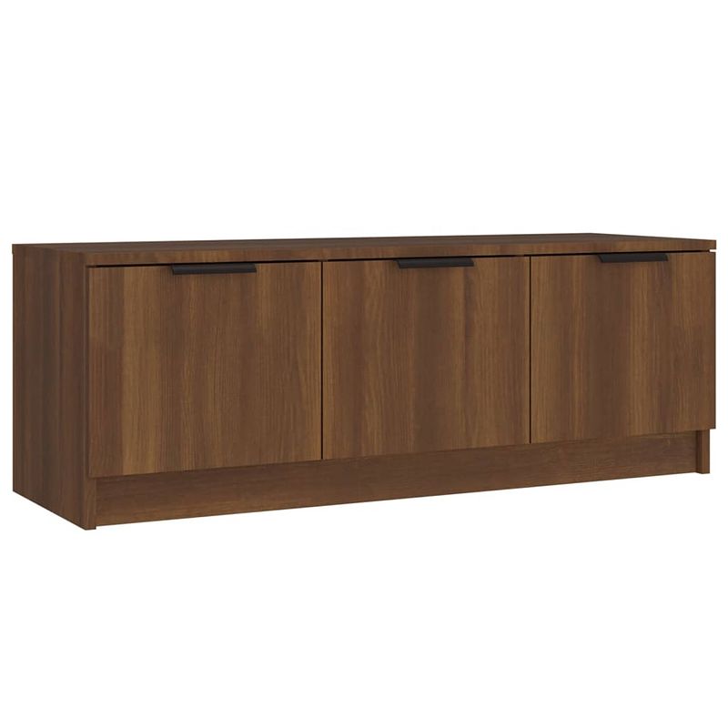 Foto van The living store tv-kast hoge kwaliteit bruineiken bewerkt hout - 102 x 35 x 36.5 cm