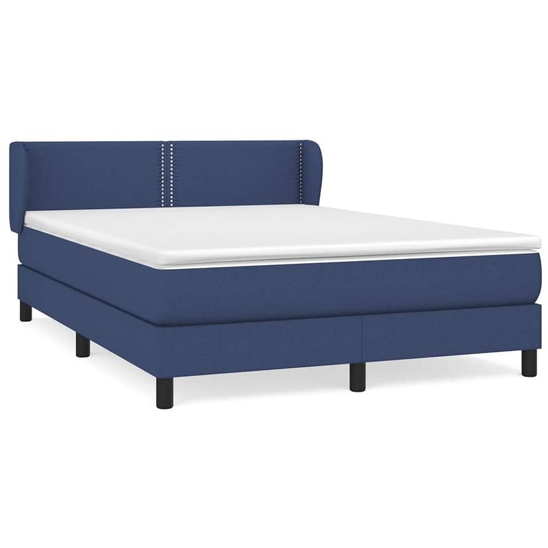 Foto van Vidaxl boxspring met matras stof blauw 140x190 cm