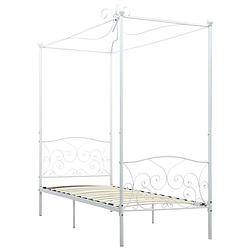 Foto van The living store metalen hemelbedframe - wit - 211 x 109 x 227 cm - geschikt voor 100 x 200 cm matras