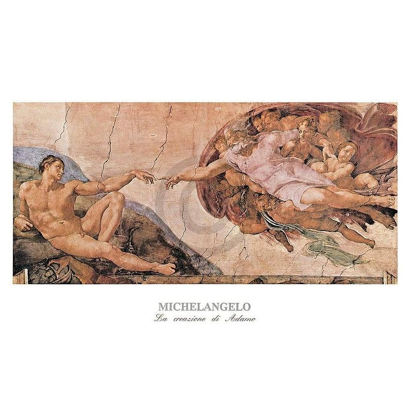 Foto van Michelangelo - la creazione di adamo kunstdruk 120x80cm