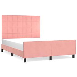 Foto van Vidaxl bedframe met hoofdeinde fluweel roze 140x200 cm