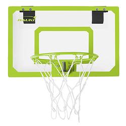 Foto van Basketbal hoepelset met 3 ballen 45,5x30,5 cm groen nylon en kunststof