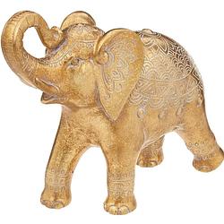 Foto van Home decoratie dieren/ beeldje olifant - goud kleurig - 26 x 23 cm - beeldjes