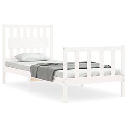 Foto van The living store bedframe - massief grenenhout - 205.5 x 95.5 x 100 cm - wit