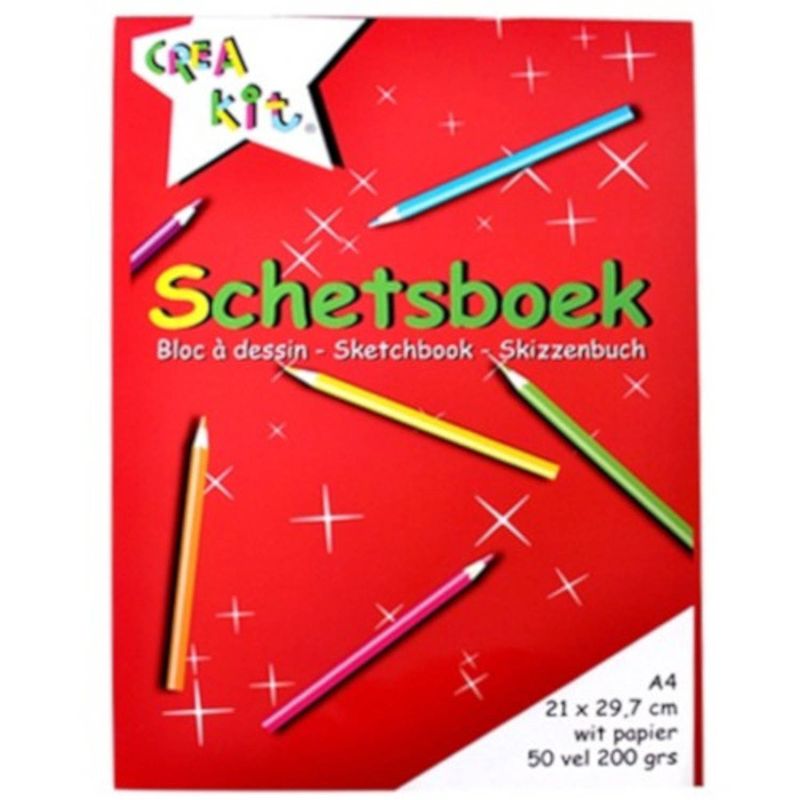 Foto van Crea-kit schetsblok junior a4 papier wit 50 vellen